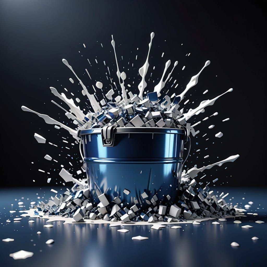Epic Surreal Sci-Fi Art: Exploding Paint Bucket in Futuristi...