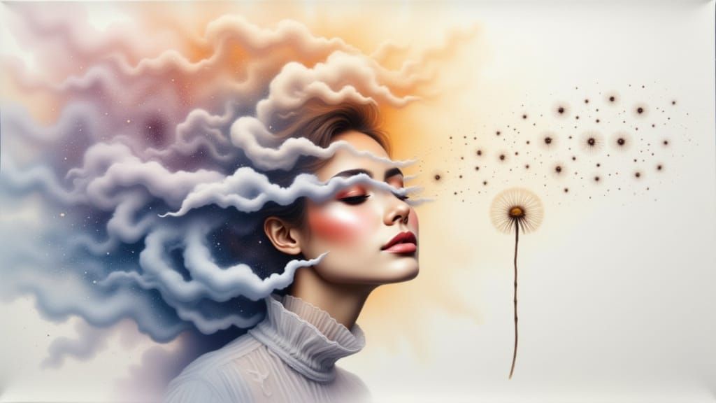 Surreal Stardust Portrait in Airbrush Art Style