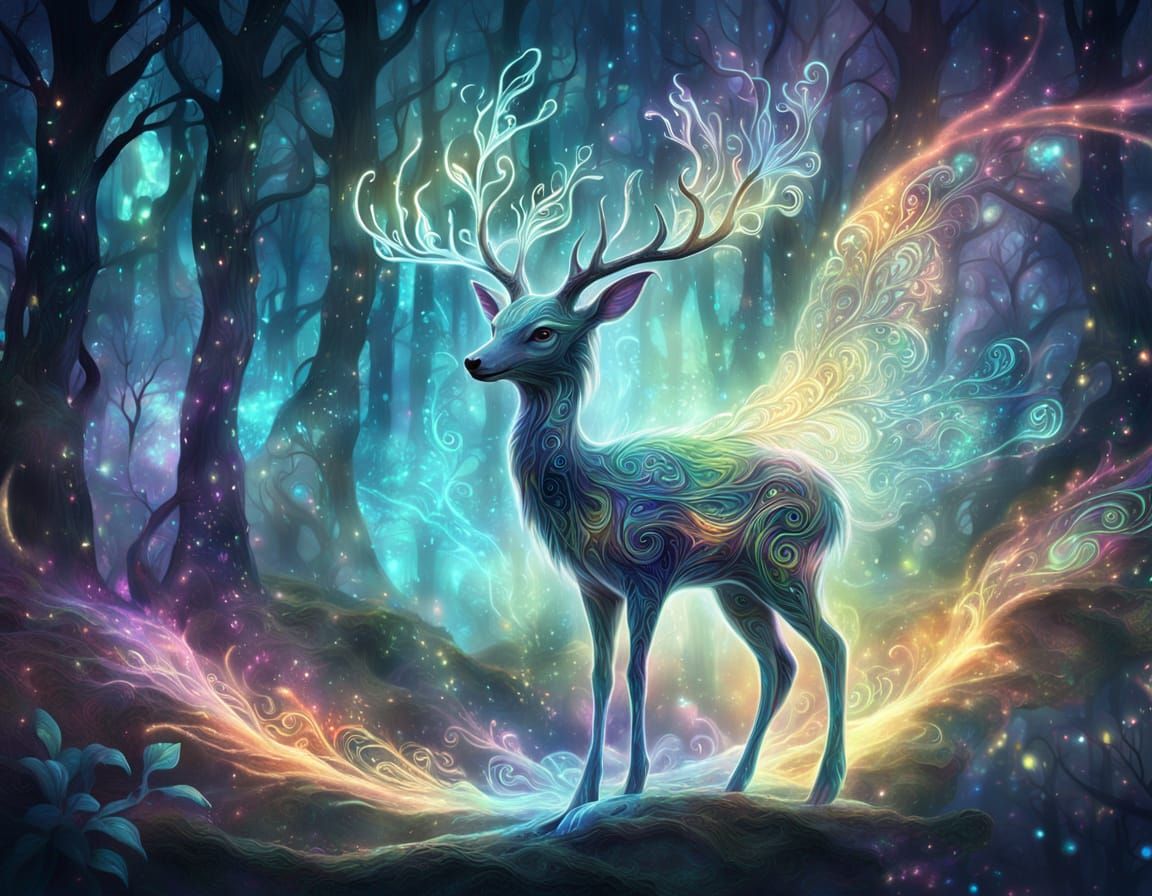 Ethereal Aurora Creature in Magical Forest
