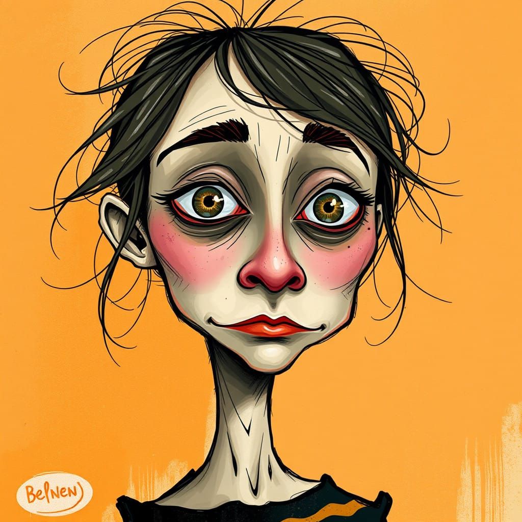 Quirky Whimsical Portrait of a Girl with Imperfections