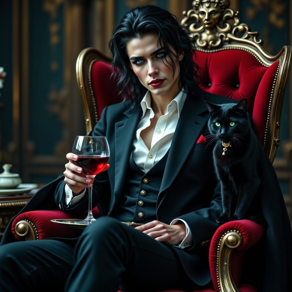 Elegant Vampire in Dark, Gothic Splendor