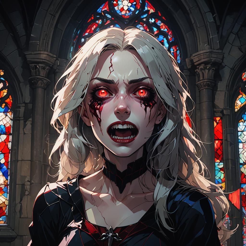 Moody Vampire Maiden Portraits in Dark Church