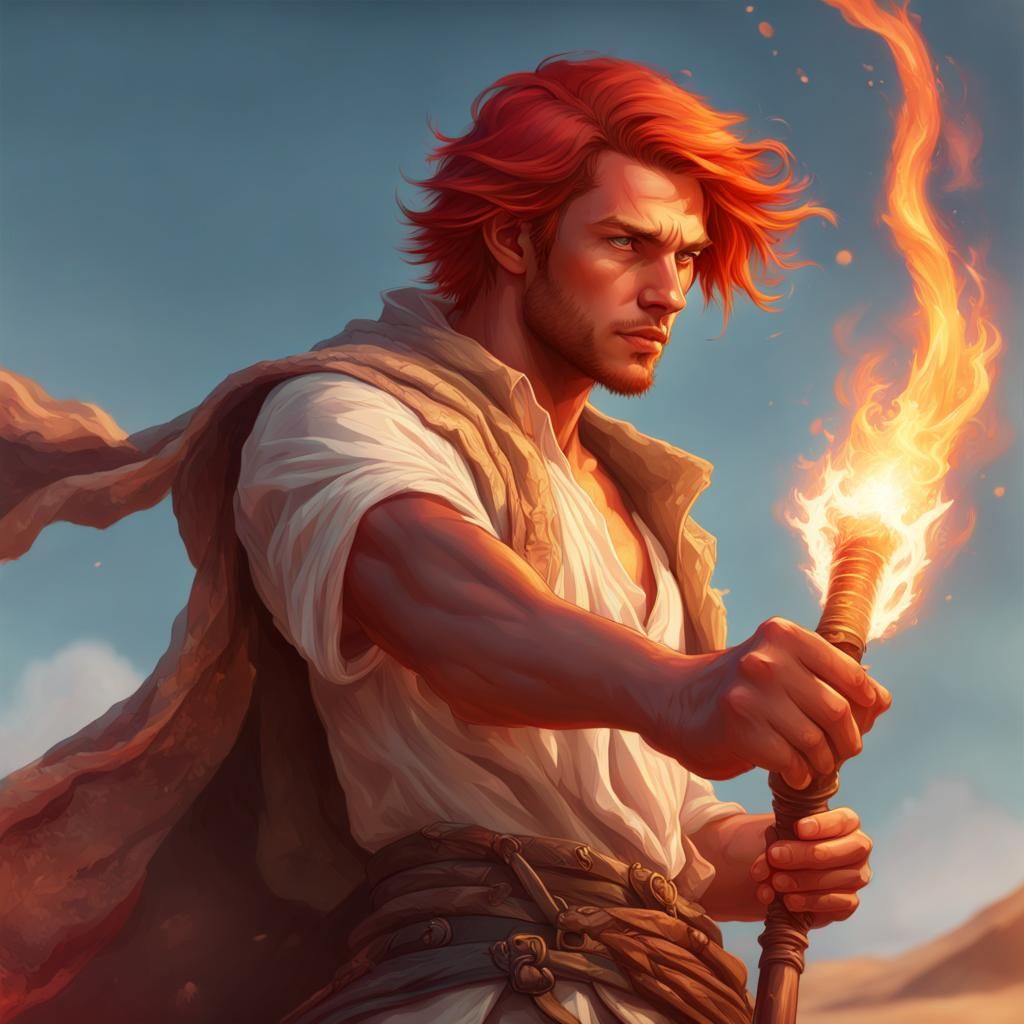 Vibrant Desert Warrior in Hyperdetailed, Dynamic Lighting