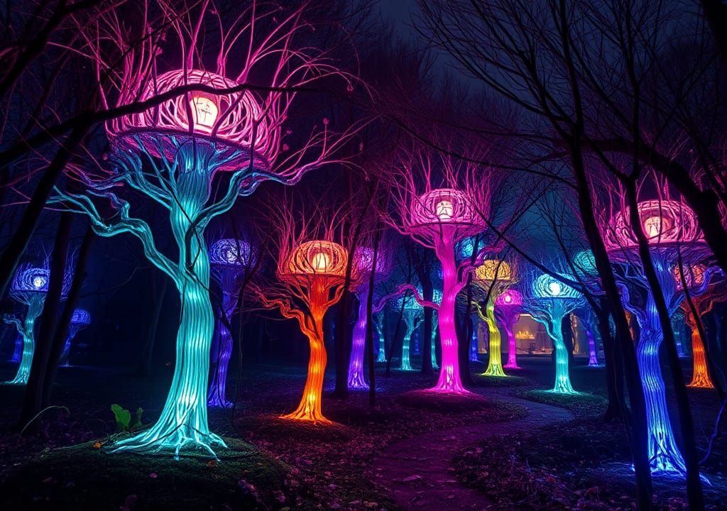 Surreal Forest of Living Tiffany Lamps