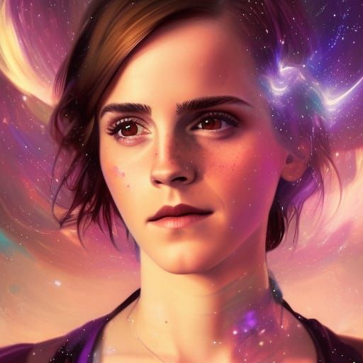 Cosmic Portrait in Art Nouveau Style