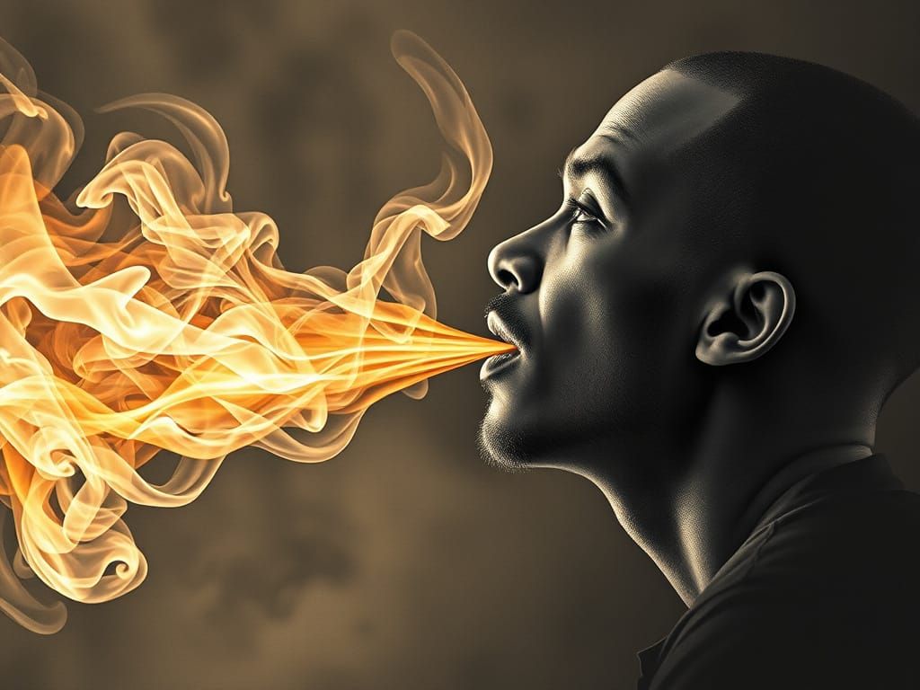 Fiery Bird Emanation in Vibrant Okafo-Inspired Art