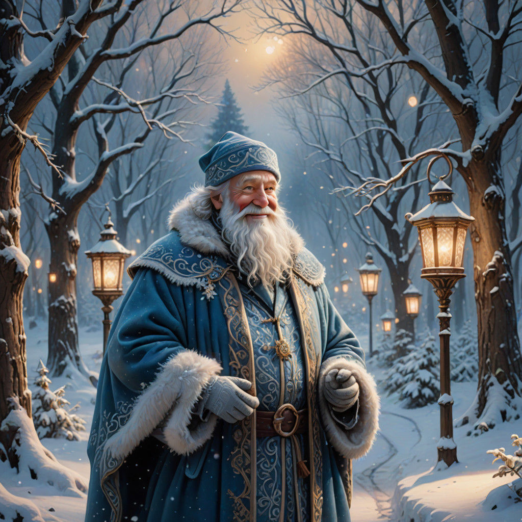 Ethereal Grandfather Frost in Winter Wonderland