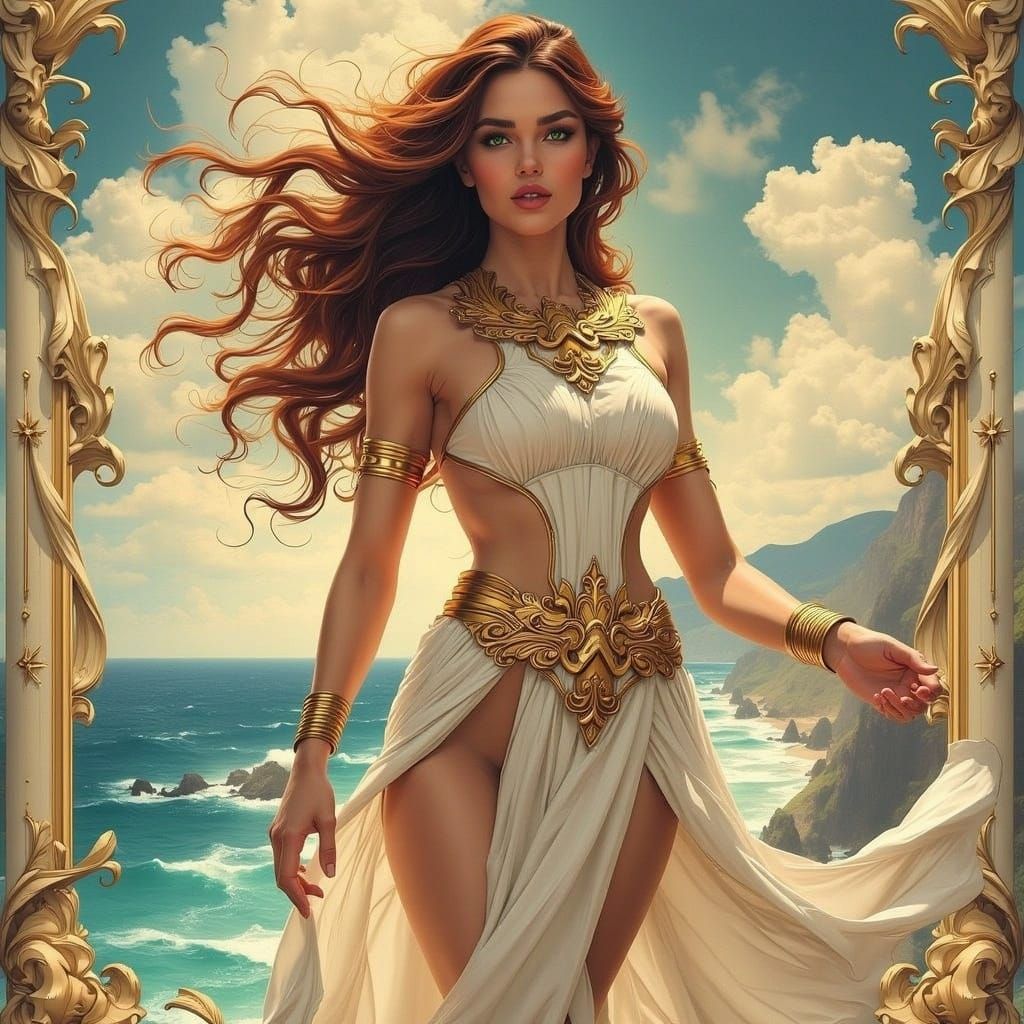 Mediterranean Wind Sorceress in Golden Toga