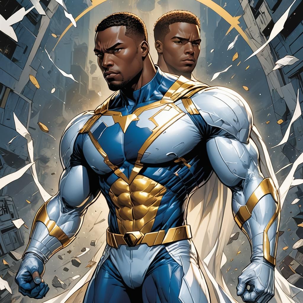 African American Superhero in Comic Book Style
