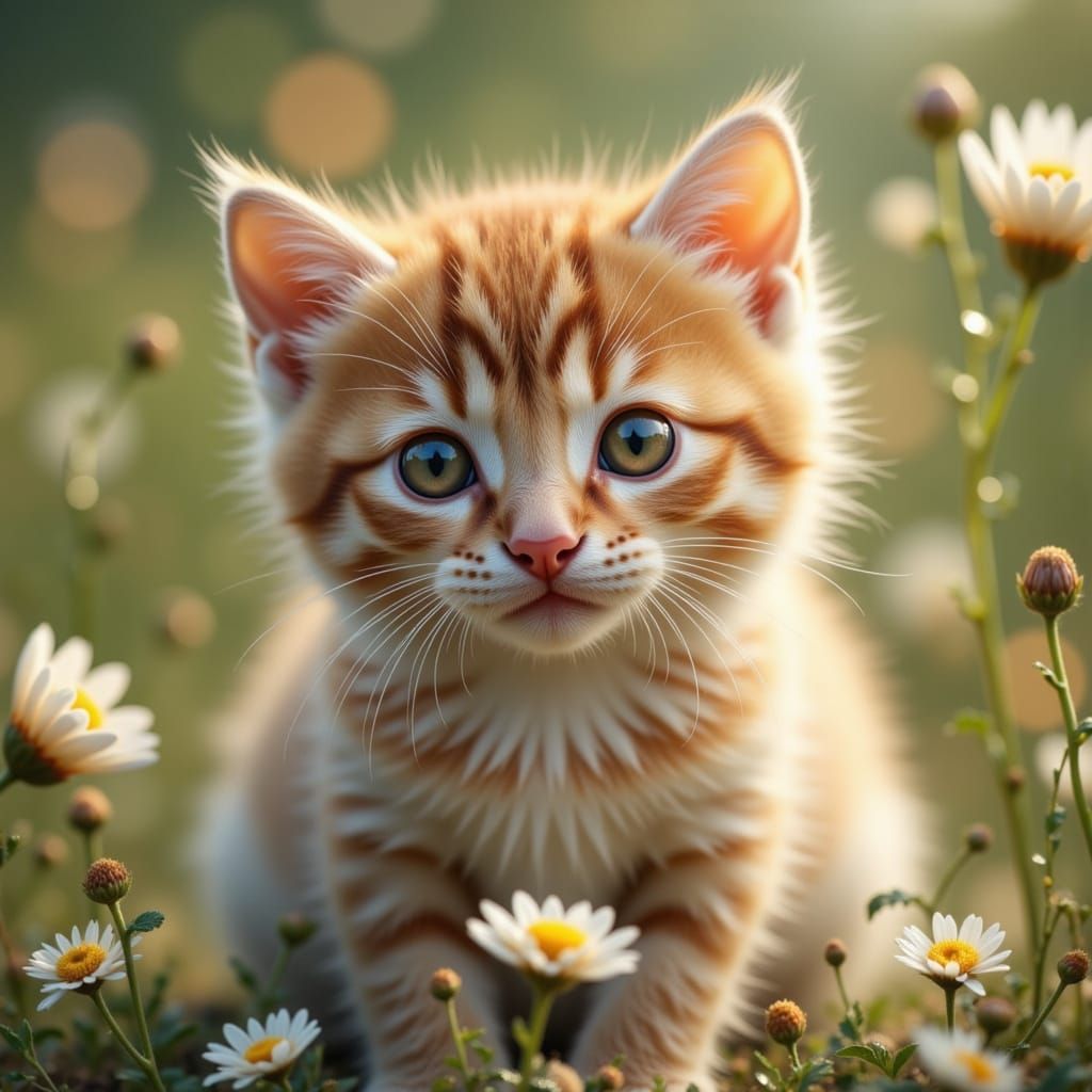 Cute Kitten in Ethereal Winter Scene