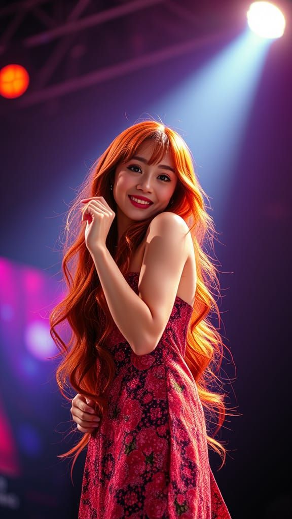 Japanese Idol Dancer Performs on Stage in Hyperrealistic Sty...