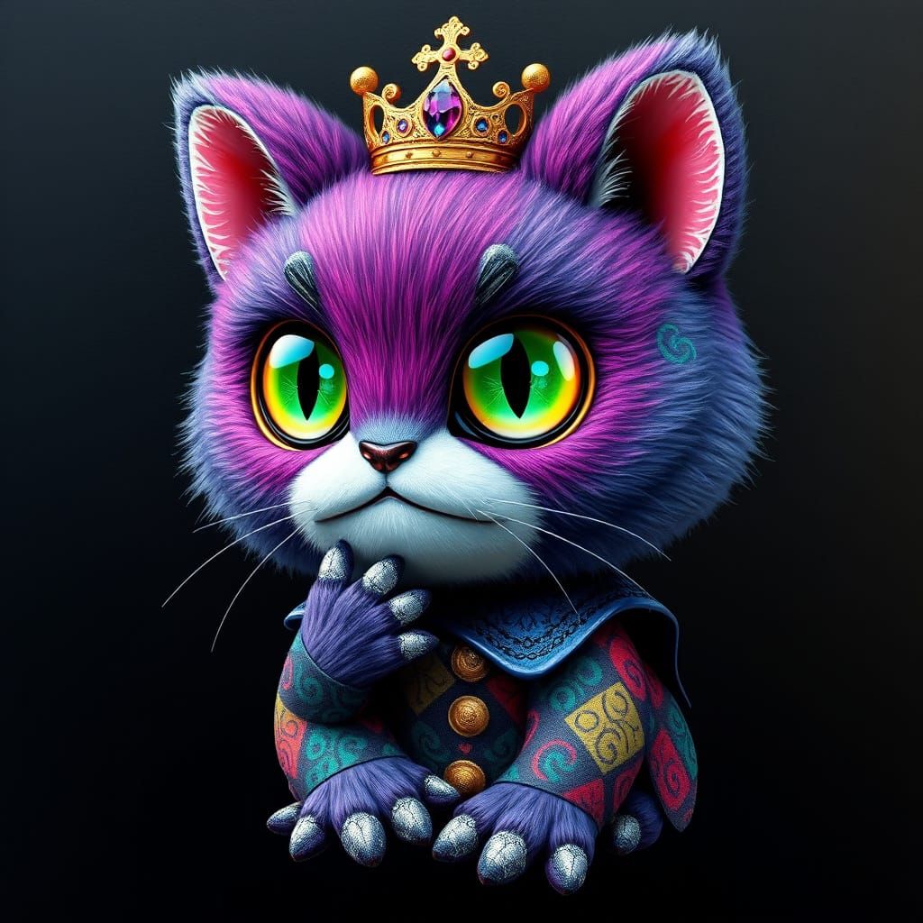 Vibrant Chibi Bear-Cat Hybrid in Whimsical Hyper-Detailed 3D...
