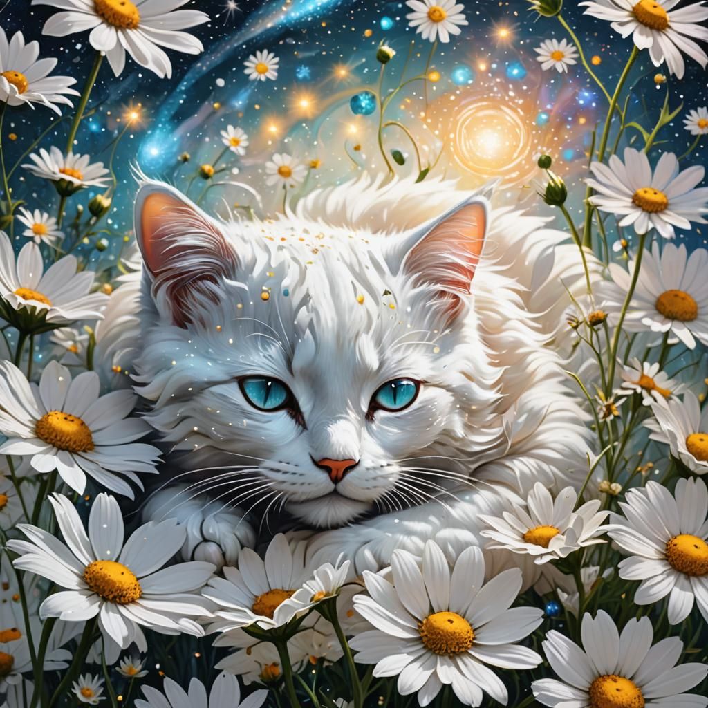 Ethereal Cosmic Cat Steals the Stars