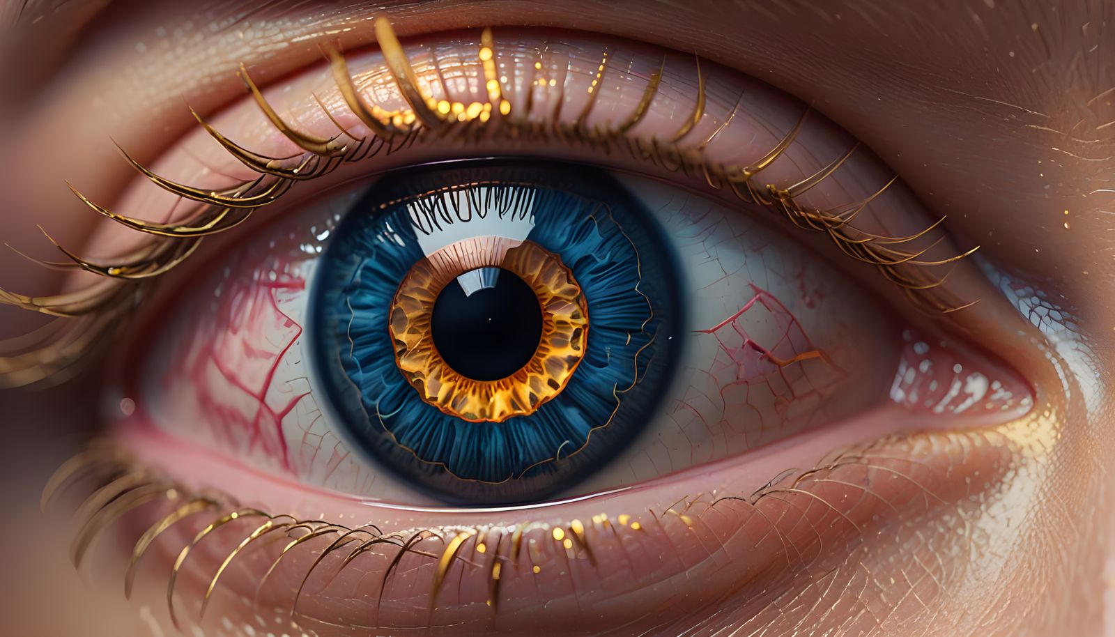 Eye Close-Up with Gold and Pink Textures