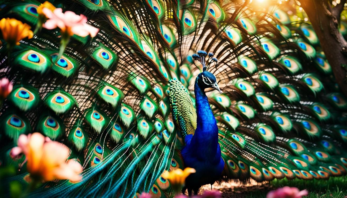 Vibrant Peacock Display in Nature