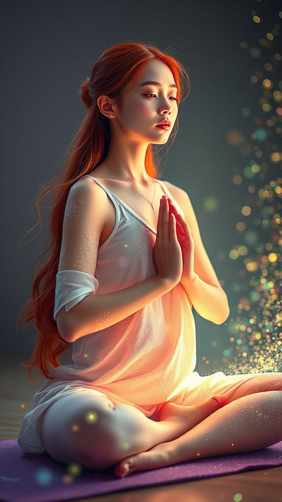 Serene Japanese Yogini in Ethereal Glow