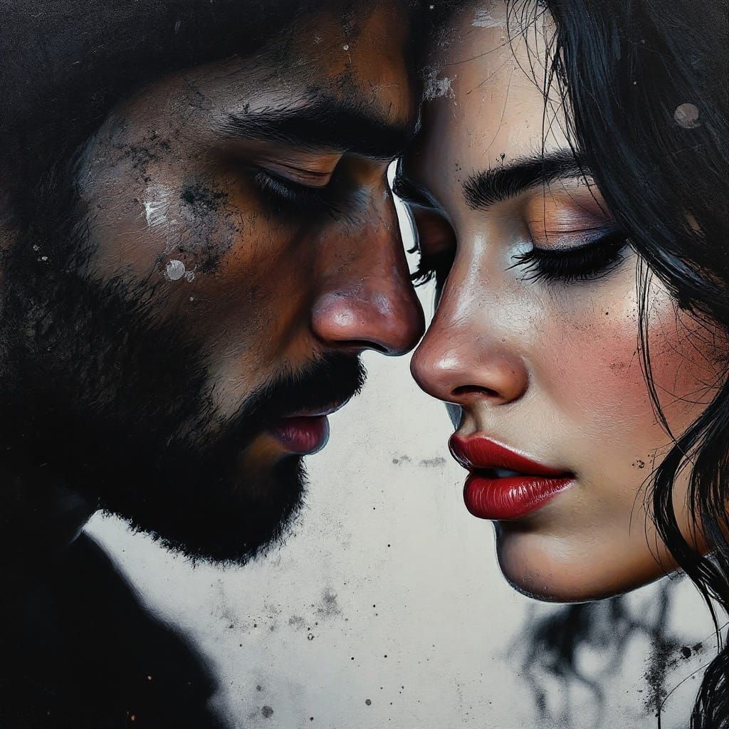 Close up Portrait of a couple, Speed paint_with_large_brush_...