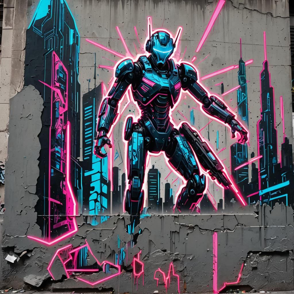 Cybernetic Android Smashes Through Dystopian City Walls