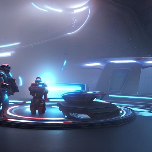 Galactic Baristas Serve Futuristic Blends Amidst Swirling Ne...