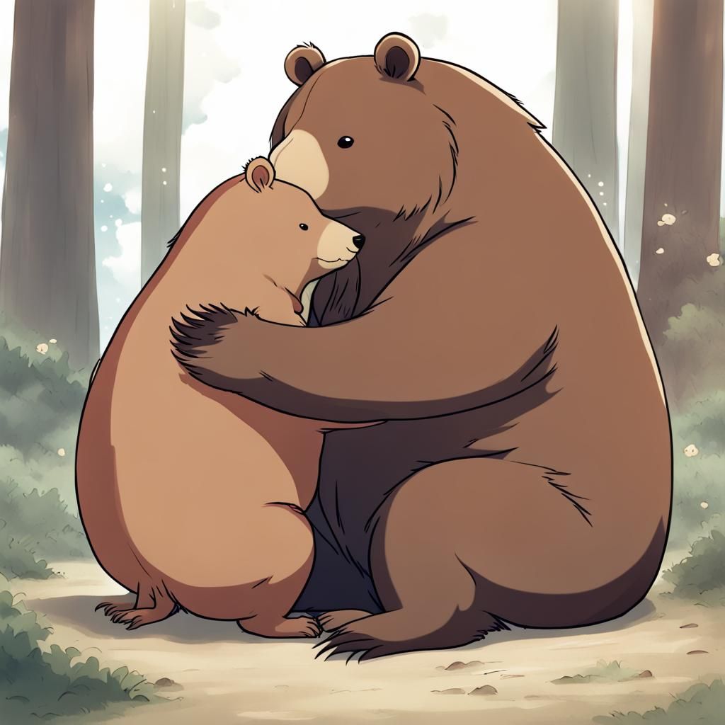 Cute Anime Animal Friends Hug