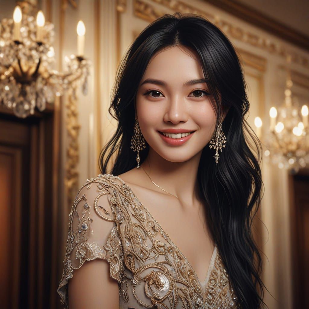 Japanese Girl Posing in Dressing Room - Hyperrealistic Digit...