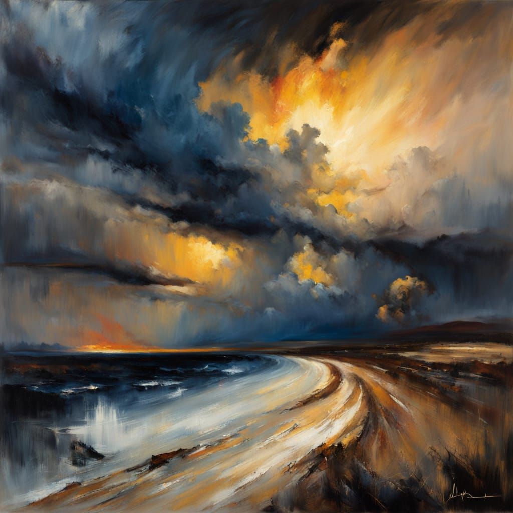 Dramatic Sunset Sky in a Turner-Inspired Aesthetic