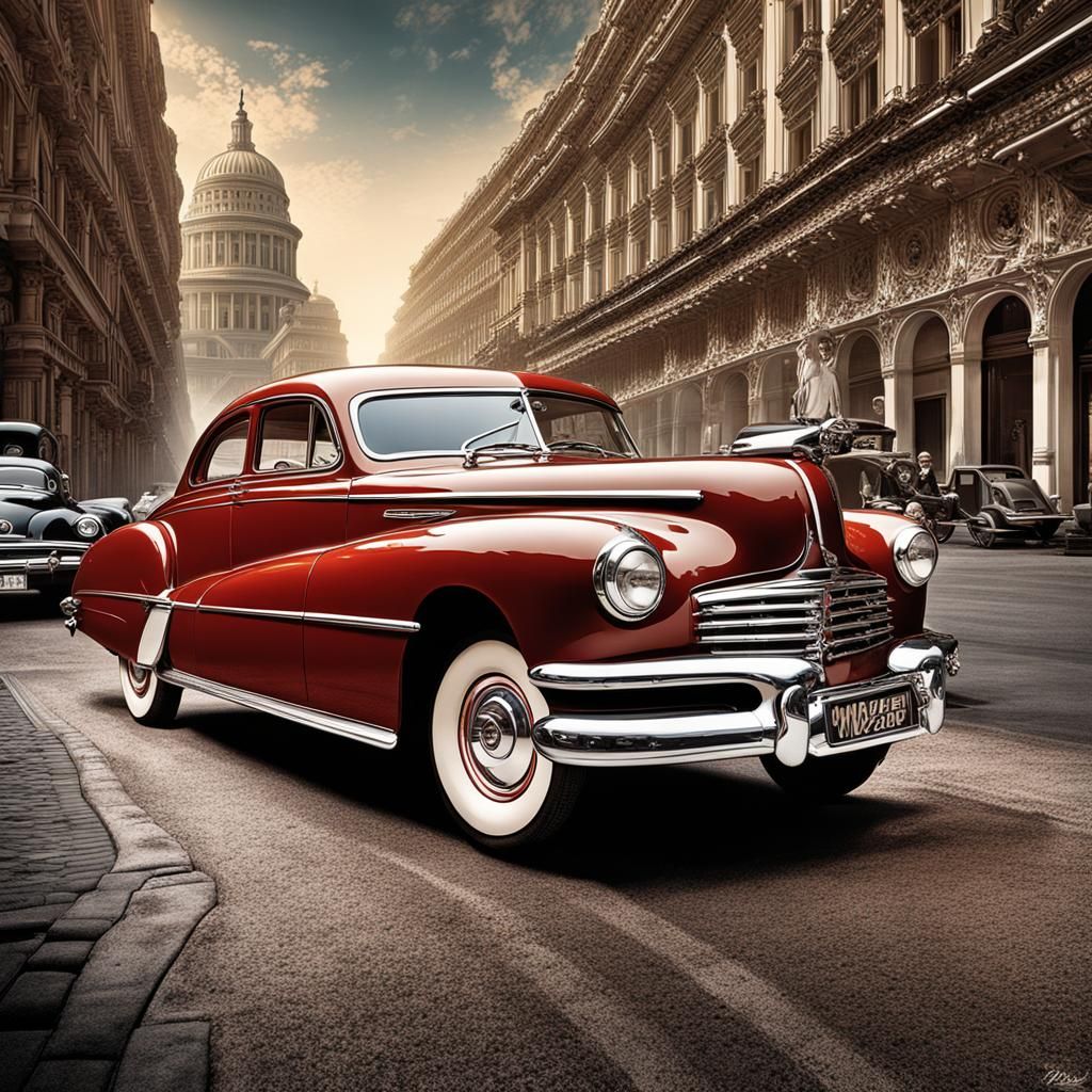 Vintage Car Poster in Hyperrealistic Detail