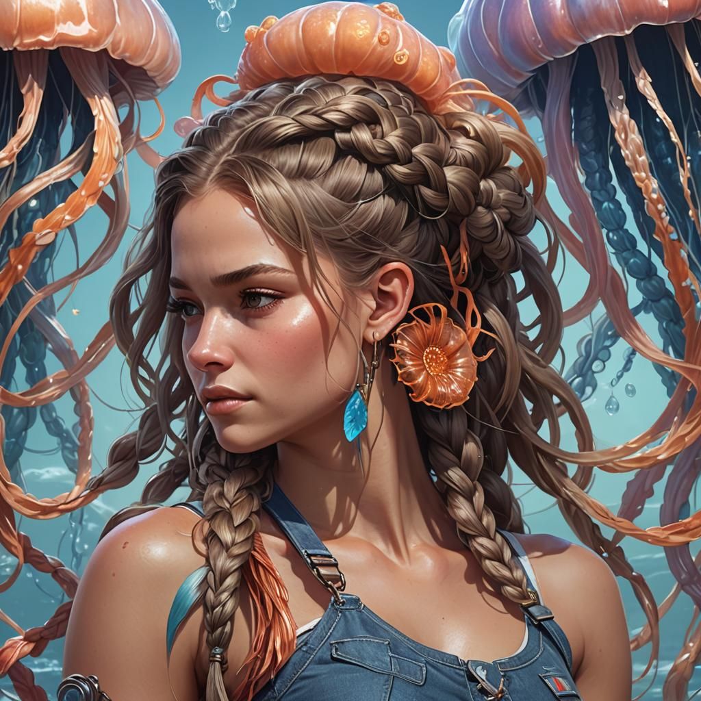 A Mysterious Mermaid Queen in Cyberpunk Style