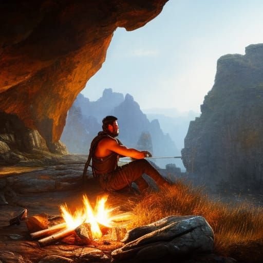 Man and fire