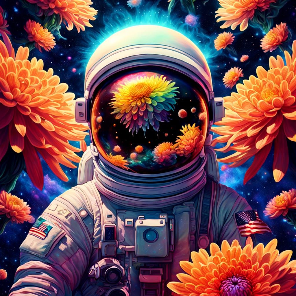 Ethereal Cosmic Bloom in Vibrant Psychedelic Art