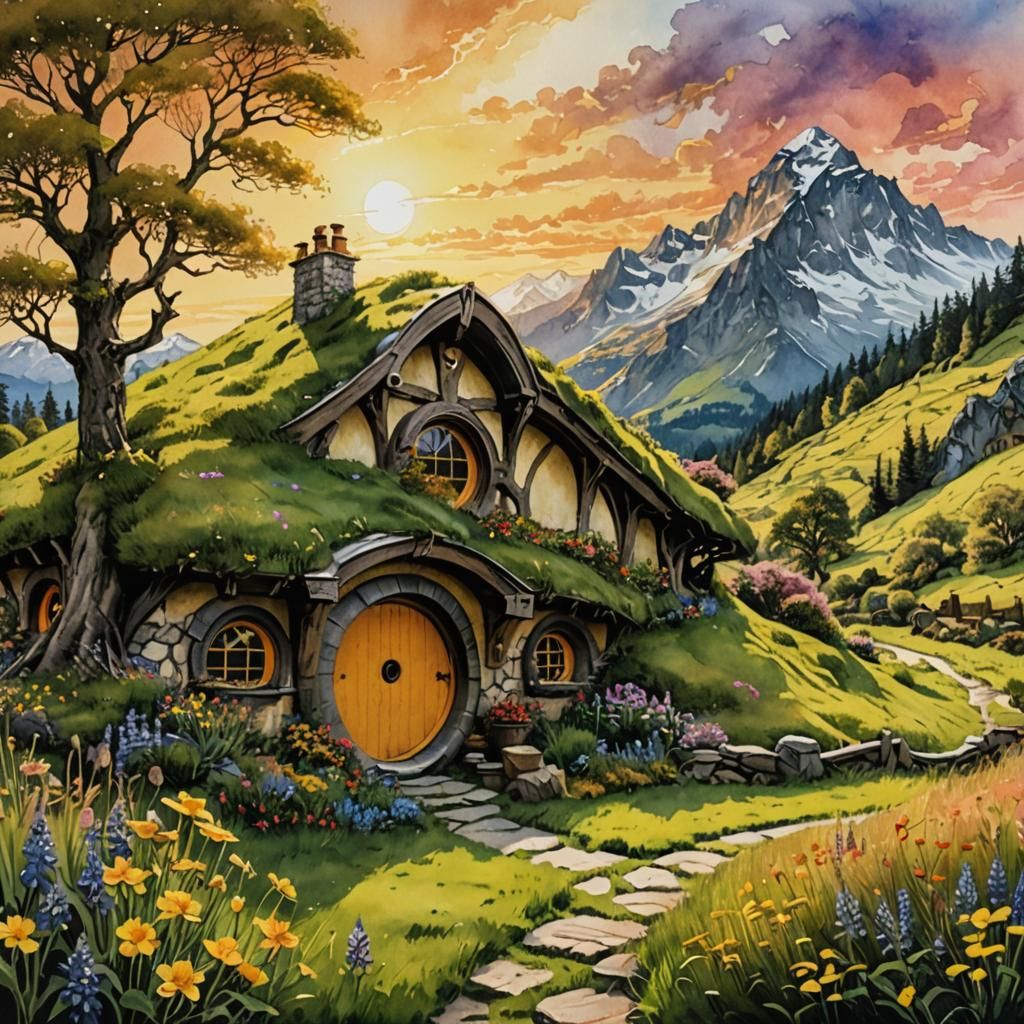Vibrant Hobbit Home Amid Alpine Bloom