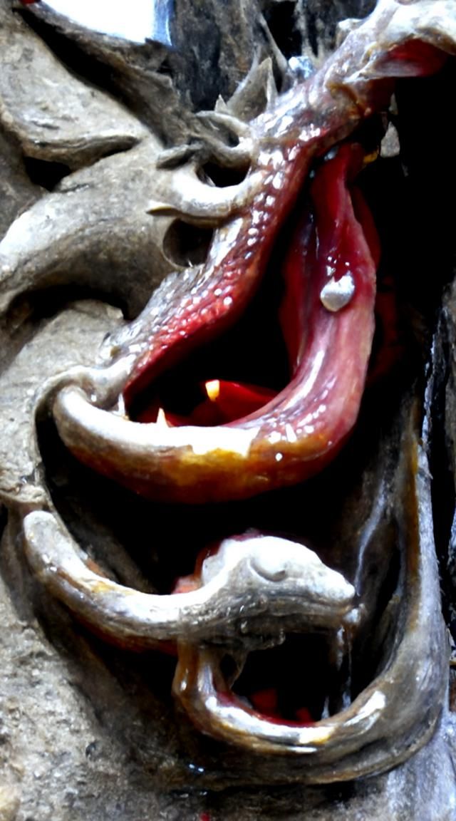 Dragon mouth with saliva dripping