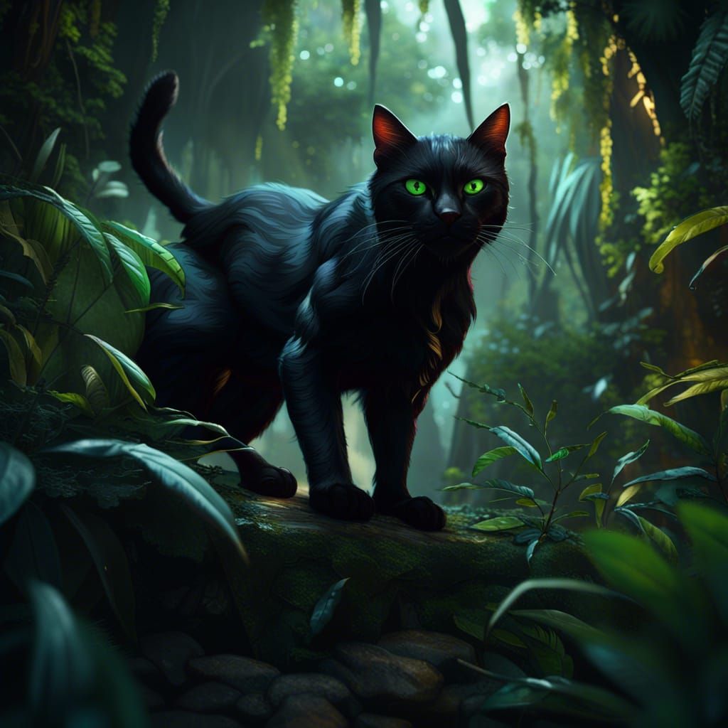 Gothic Jungle Assassin Cat in Vibrant Splendor