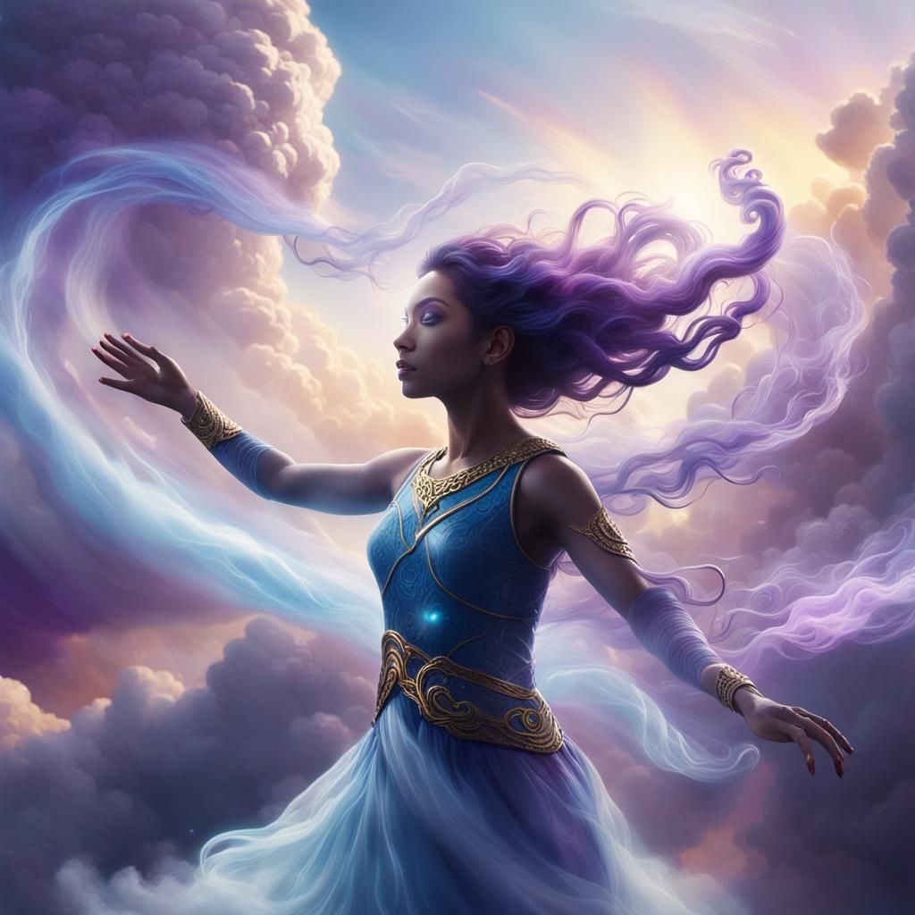 Air Elemental Dances in Vibrant Skies