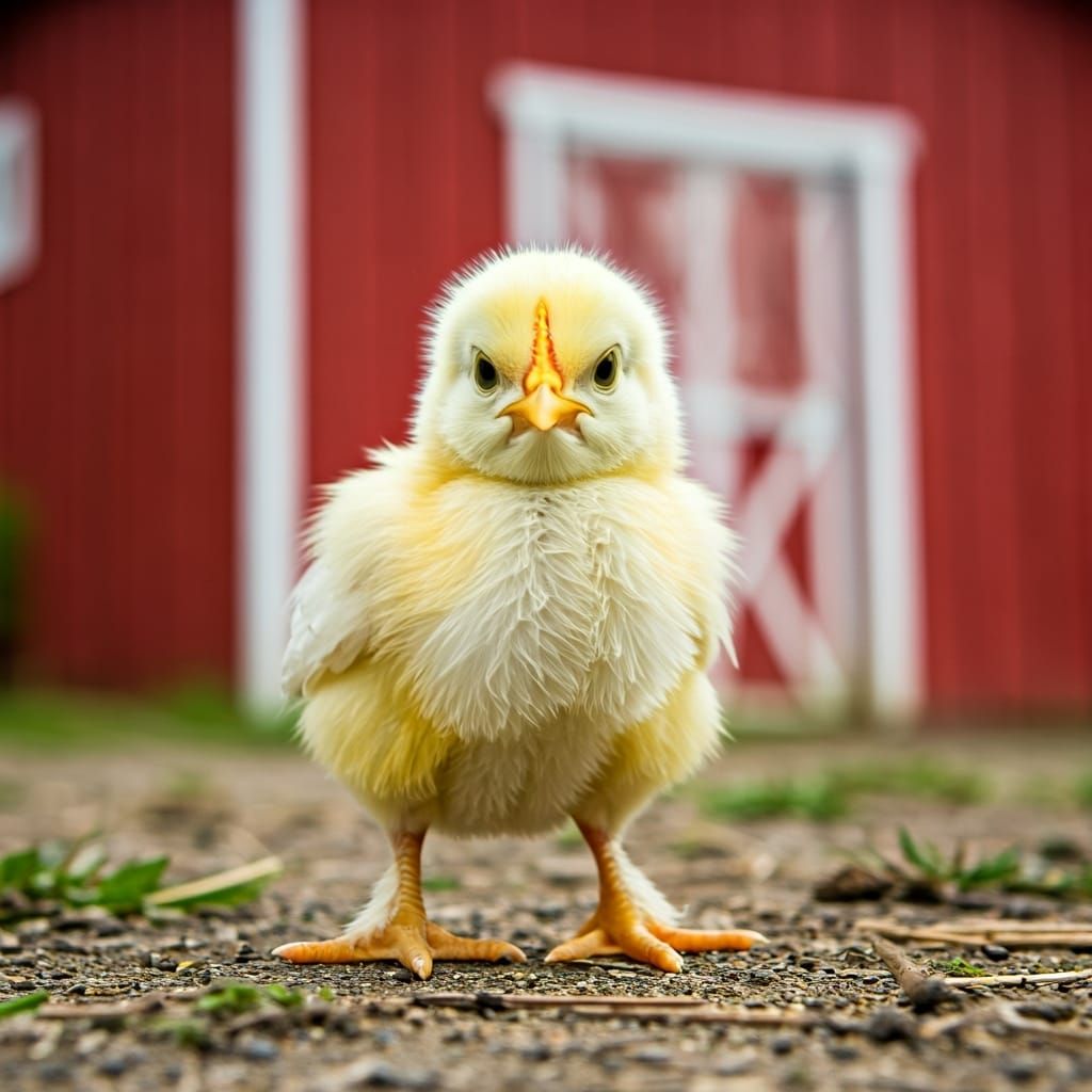 Grumpy Chick by Red Barn: Digital Illustration