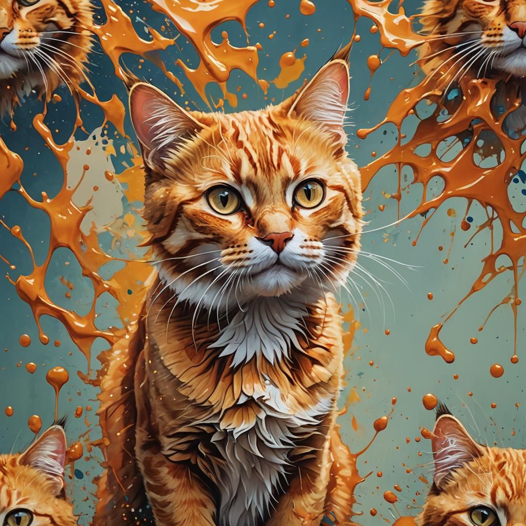 Vibrant Marmalade Cat in Hyperrealistic Style
