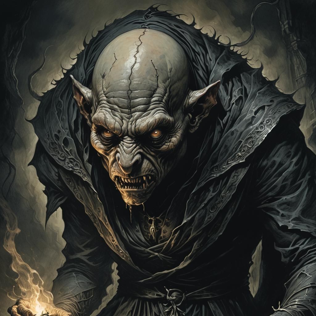 Mysterious Dark Fantasy Figure in Haunting Candlelight