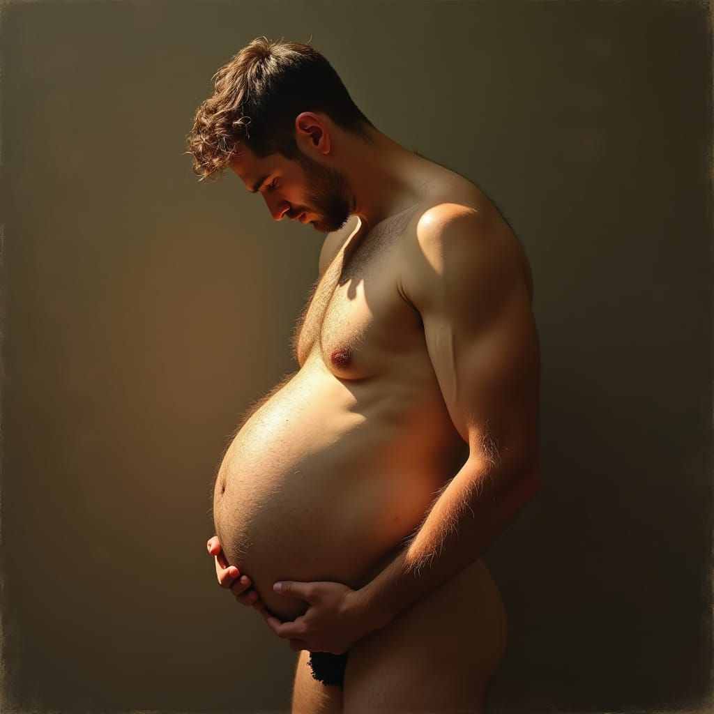 Pregnant Man in Warm Golden Light
