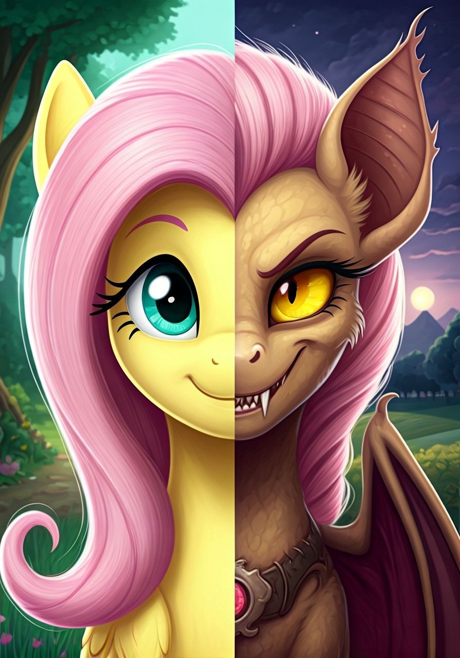 My Little Pony Fluttershy Split Portrait in Fanart Style