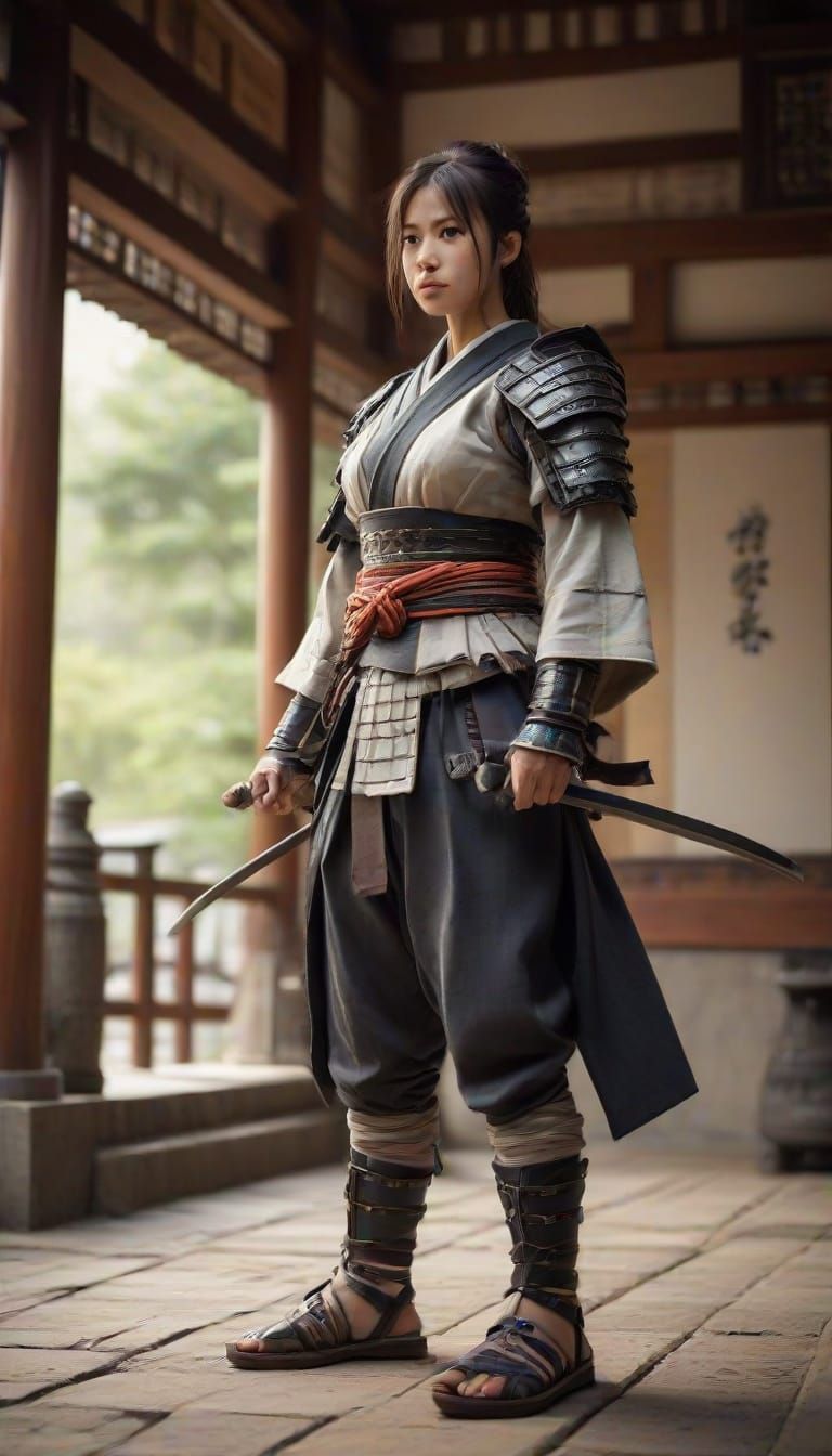 Ethereal Female Warrior in Dark Fantasy Style