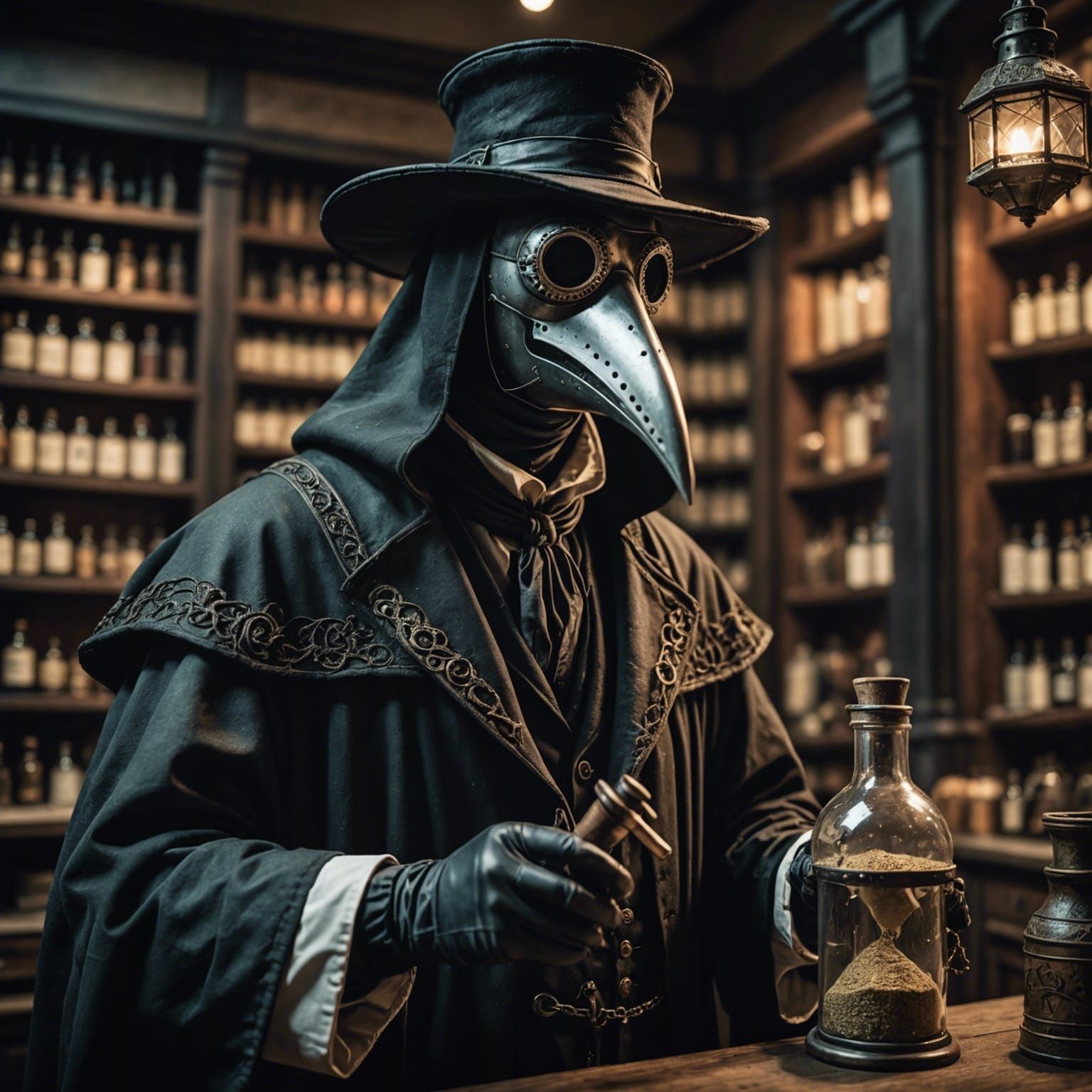 Baroque Plague Doctor in Elegant Professional Attire