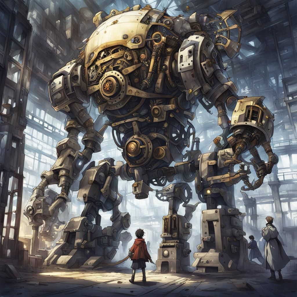 Cyberpunk Mechanical God Awakens