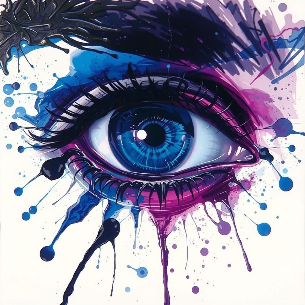 Close-Up Eye in Vibrant Graffiti Art