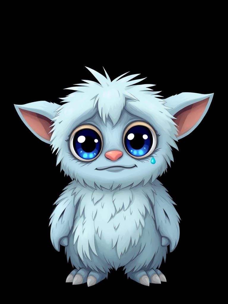 Adorable Yeti with Big Blue Eyes and Drooping Ears