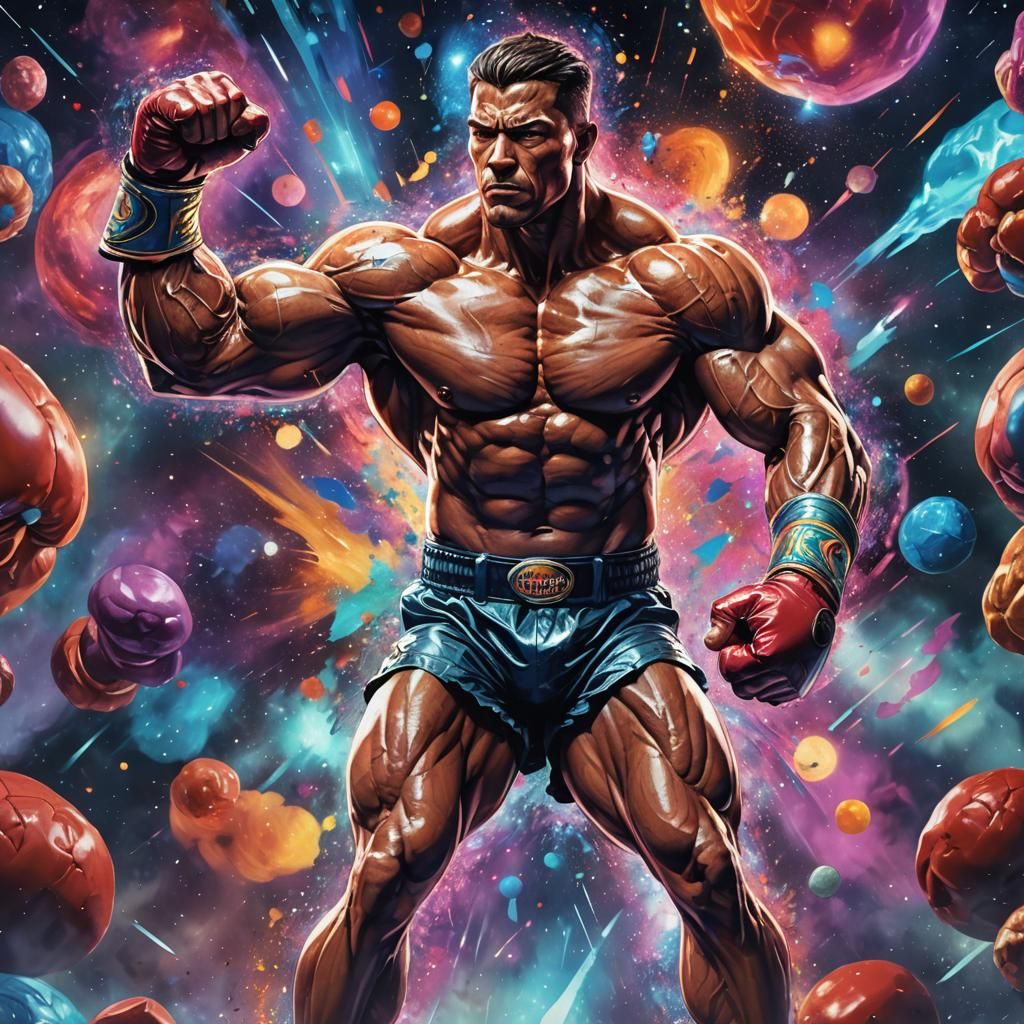 Cultured Athlete Pummels Cosmic Punching Bag