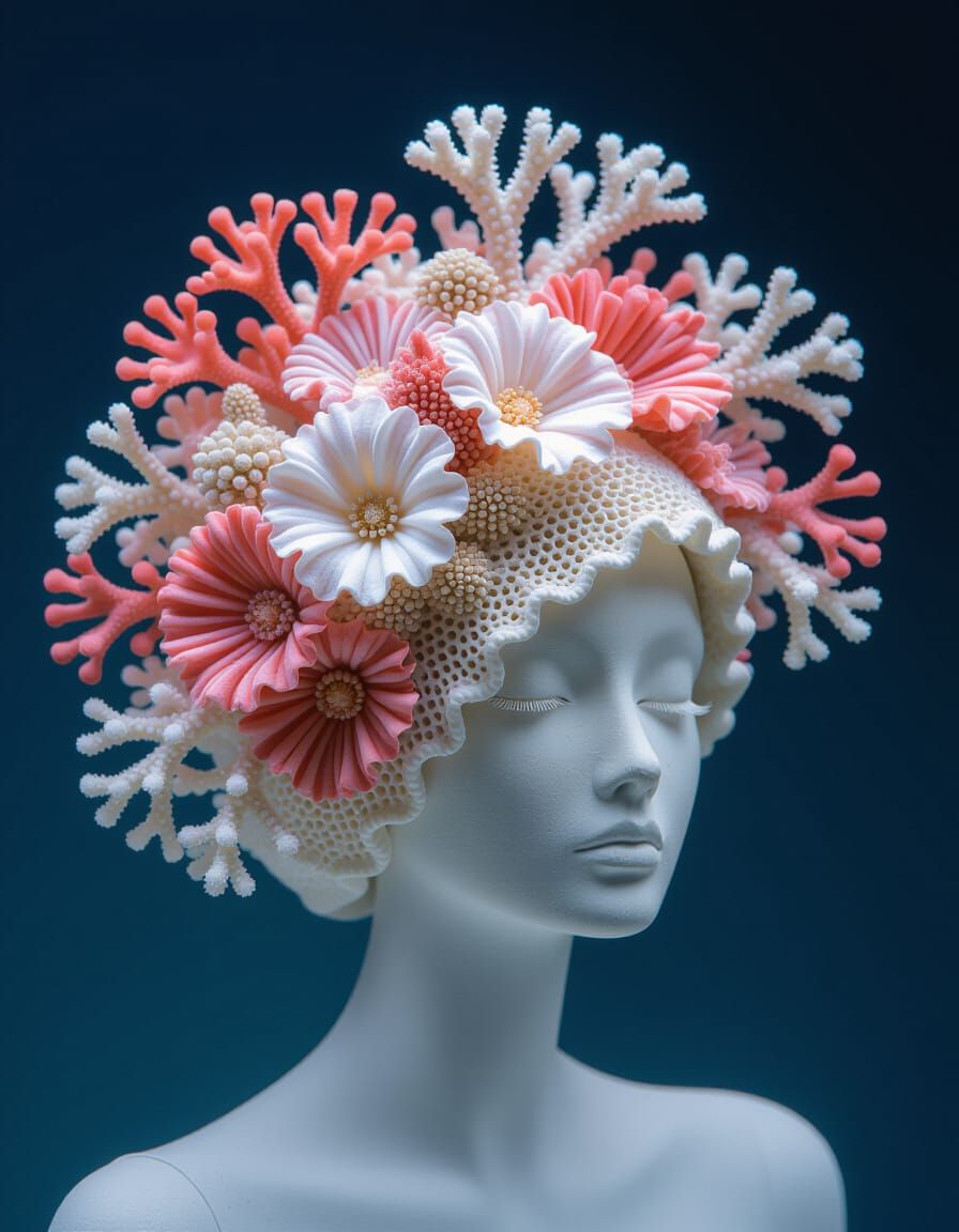 Haute Couture Fascinator: Coral Reef Headpiece Design