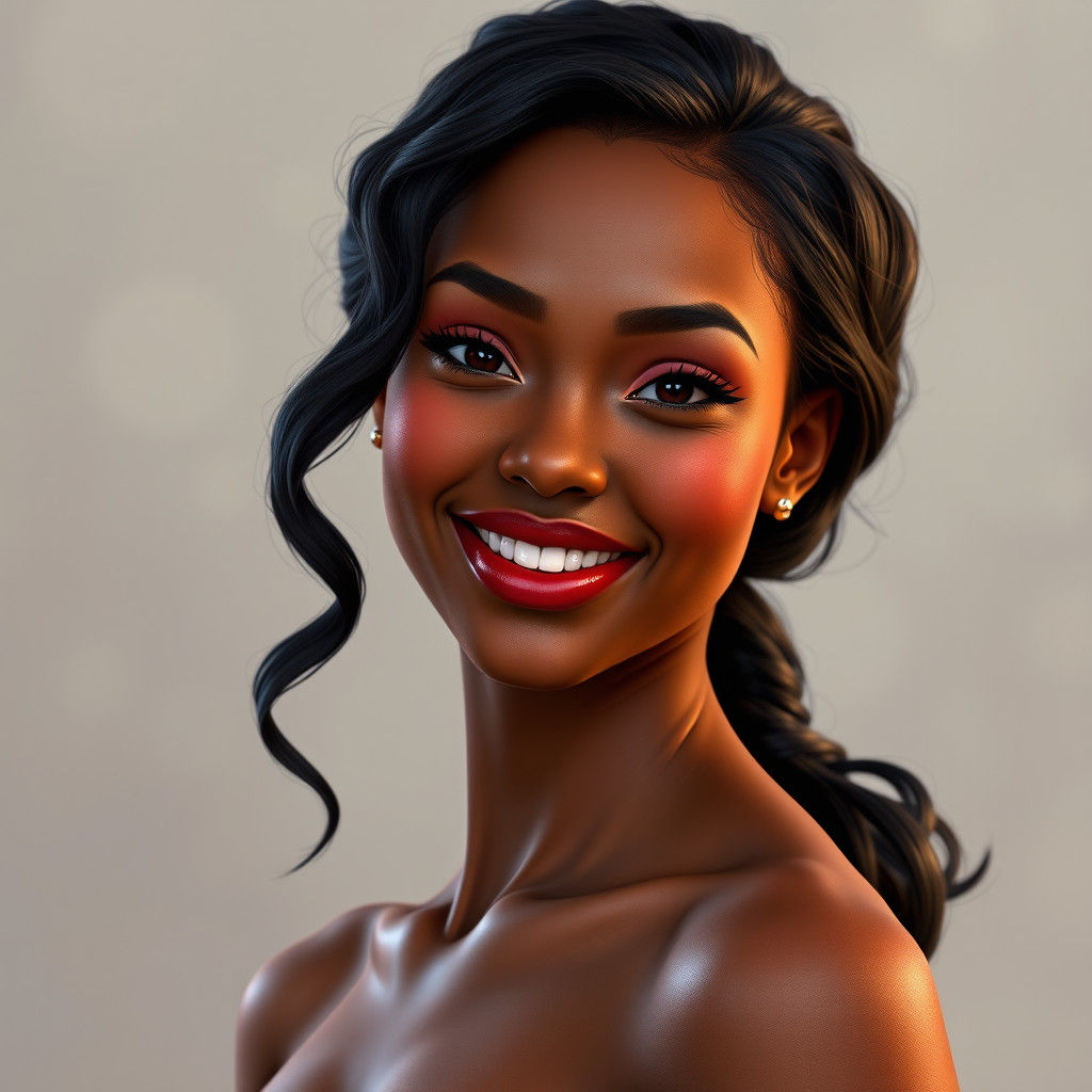 Elegant Young African-American Woman with Captivating Featur...