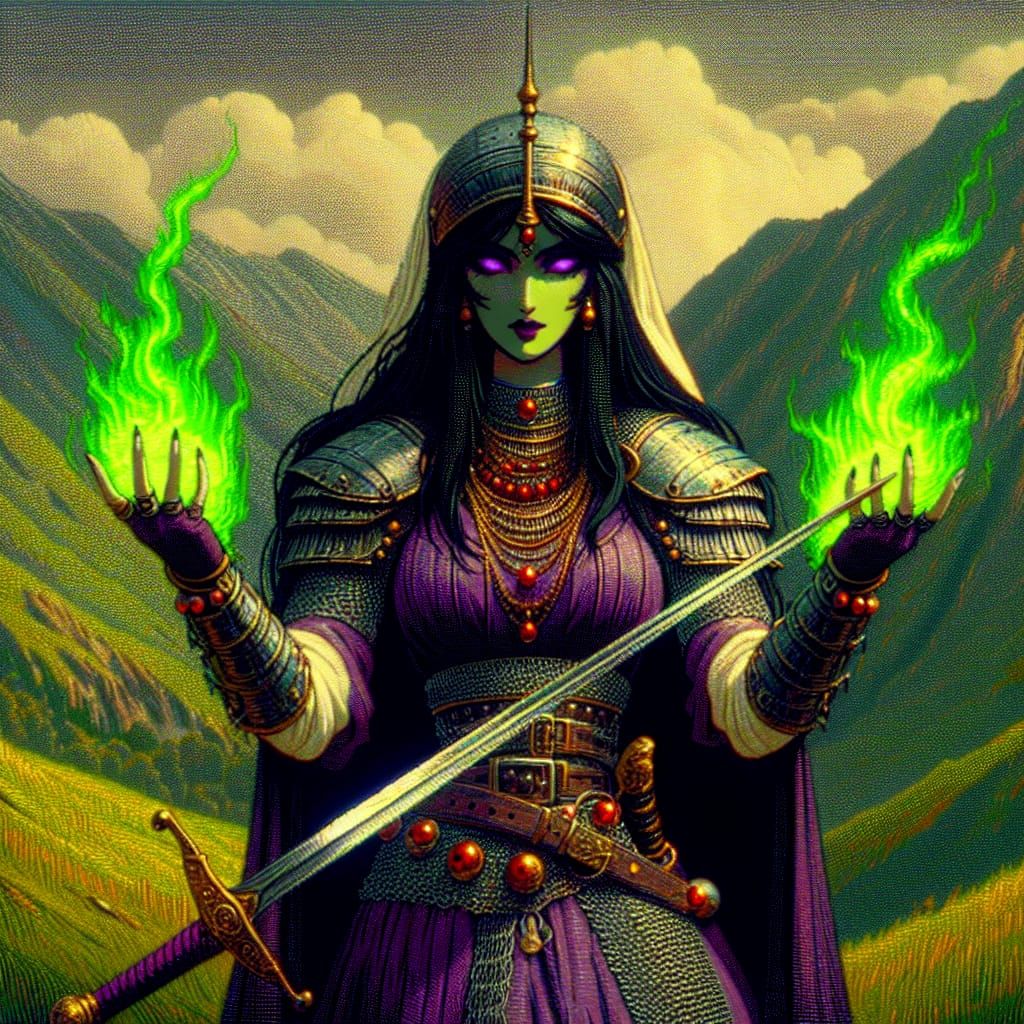 Enchantress of the Ancient Lands in Vintage Animation Style