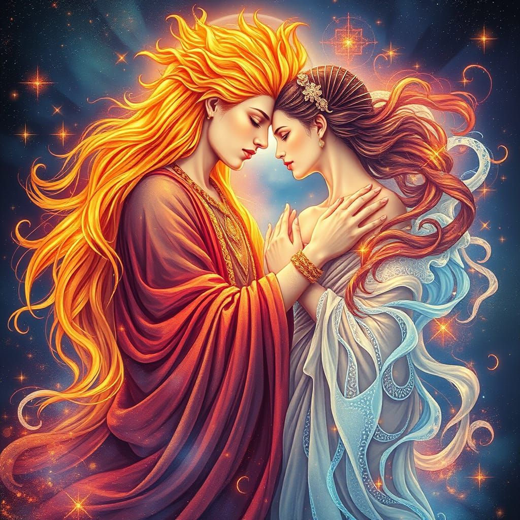 Divine Harmony: Fiery Goddess Meets Soothing Serene Deity in...