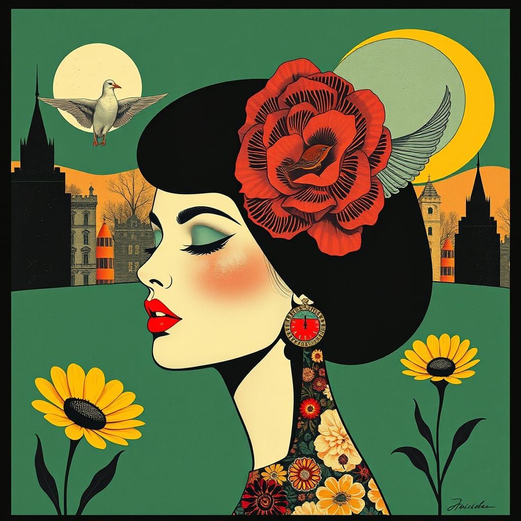 Art Deco Surreal Collage Fashion Poster